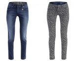 Angelo Marani jeans reversible denim blu e maculato leopardato