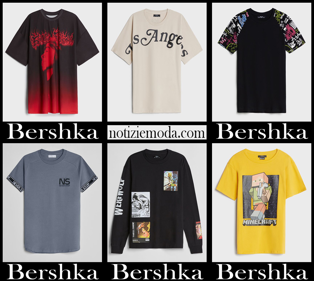 Nuovi arrivi t shirts Bershka 2021 abbigliamento uomo